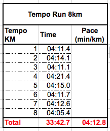 8km Tempo Run